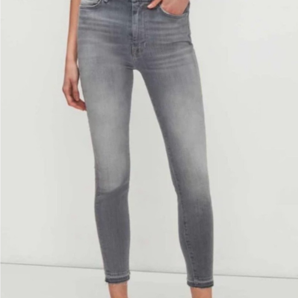 NWT 7 For All Mankind 7FAMK b (air) The Ankle Skinny Jeans Stretch Light Gray 28